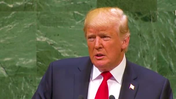 2018 Amerikaanse President Donald Trump Spreekt Algemene Vergadering Van Verenigde — Stockvideo