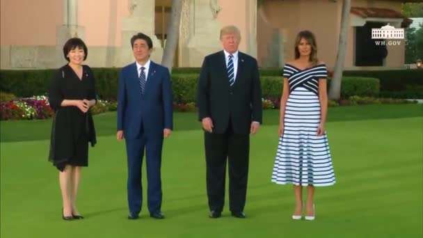 2017 Presidente Donald Trump Primeiro Ministro Japonês Shinzo Abe Engajam — Vídeo de Stock