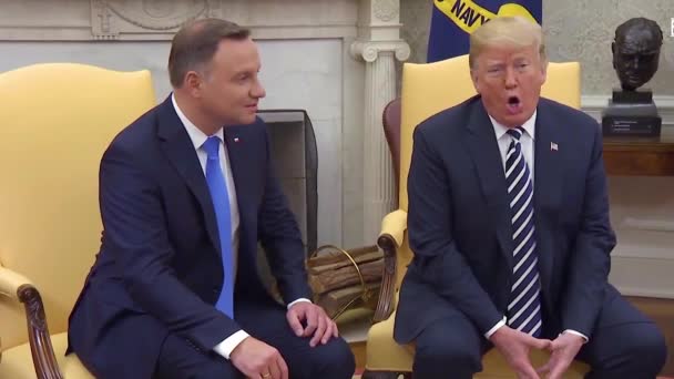 2018 Donald Trump Amerikai Elnök Lengyel Elnök Andrzej Duda Állami — Stock videók