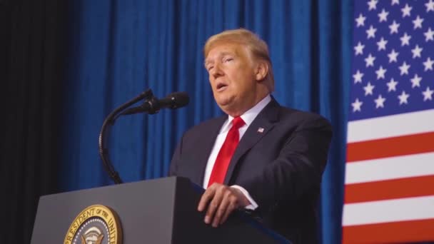 2018 President Donald Trump Speaks Members Law Enforcement Project Safe — Stock Video