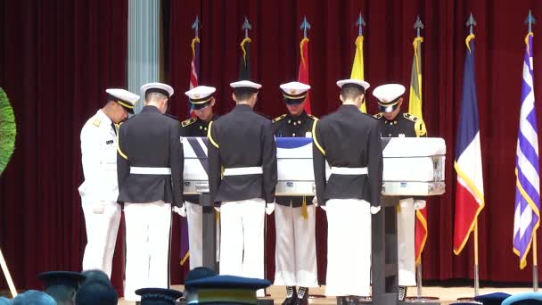 2018 Cerimônia Repatriamento Para Heróis Guerra Coreia Cerimônia Solene Funerária — Vídeo de Stock