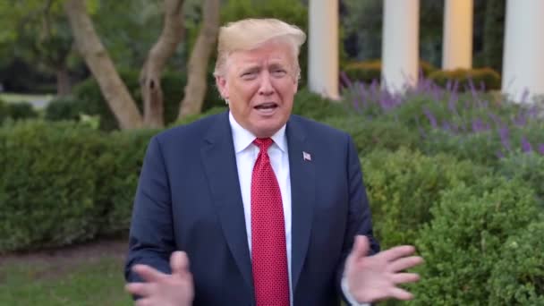 2018 Amerikaanse President Donald Trump Spreekt Met Camera Roept Democraten — Stockvideo