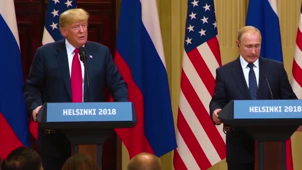 2018 Abd Başkanı Donald Trump Finlandiya Nın Başkenti Helsinki Gerçekleştirdikleri — Stok video