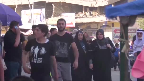 2018 Scènes Dans Rue Animée Mossoul Irak Avec Étals Marché — Video