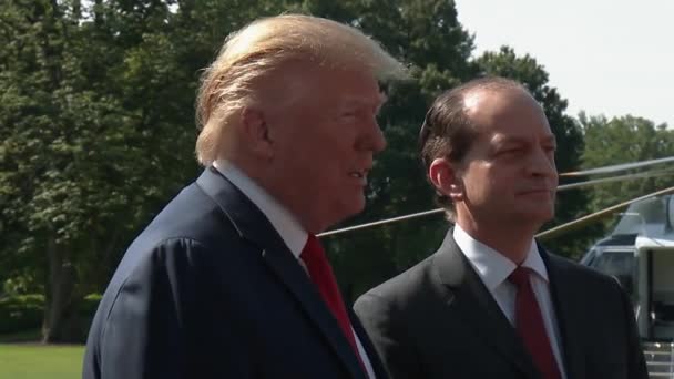 Presidente Trump Junto Con Alex Acosta Por Parte Habla Prensa — Vídeos de Stock