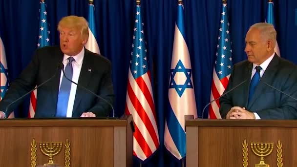 2017 Amerikaanse President Donald Trump Israëlische Premier Benjamin Netanyahu Wisselen — Stockvideo