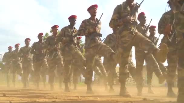 2018 Военнослужащие Вооруженных Сил Джибути Маршируют Плотным Строем — стоковое видео