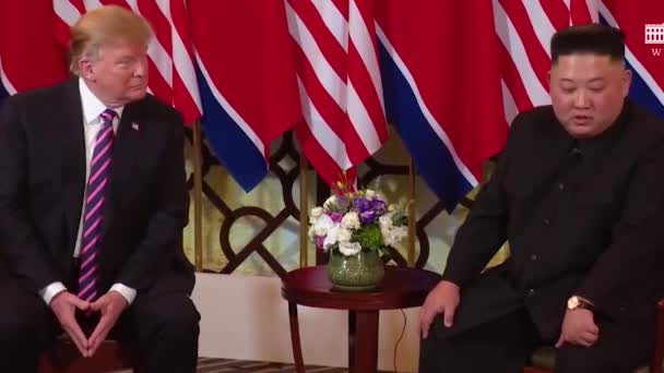 2019 Usa President Donald Trump Träffar Nordkoreas President Kim Jong — Stockvideo