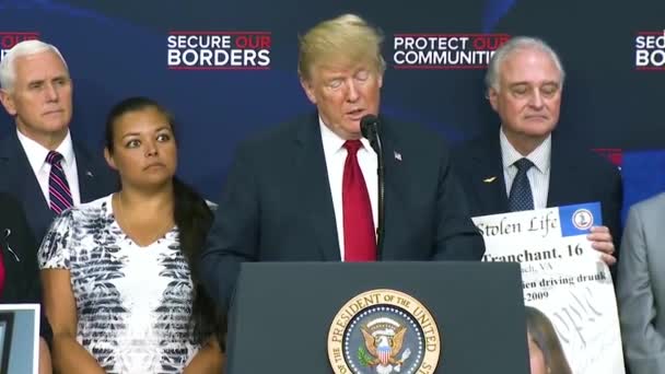 2018 미국의 도널드 트럼프 대통령 외국인 불법체류자 범죄의 피해자들을 기리는 — 비디오