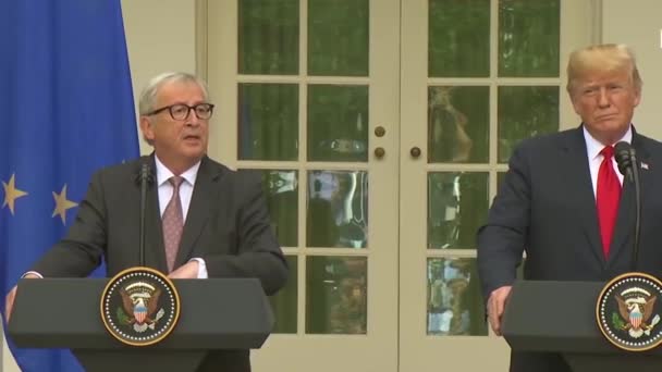 2018 Abd Başkanı Donald Trump Avrupa Komisyonu Jean Claude Juncker — Stok video