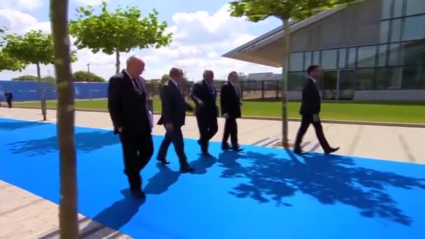 2018年 ポルトガルのアント首相 コスタ ベルギーのブリュッセルでNato首脳会議に到着 — ストック動画