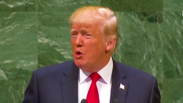 2018 Amerikaanse President Donald Trump Spreekt Algemene Vergadering Van Verenigde — Stockvideo