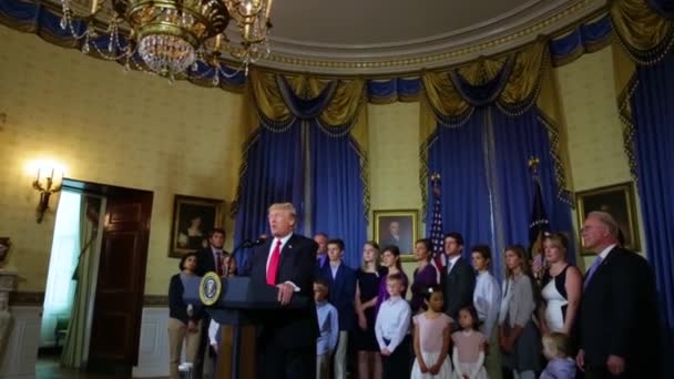 2017 President Donald Trump Talks Ending Obamacare His New Health — Stock Video