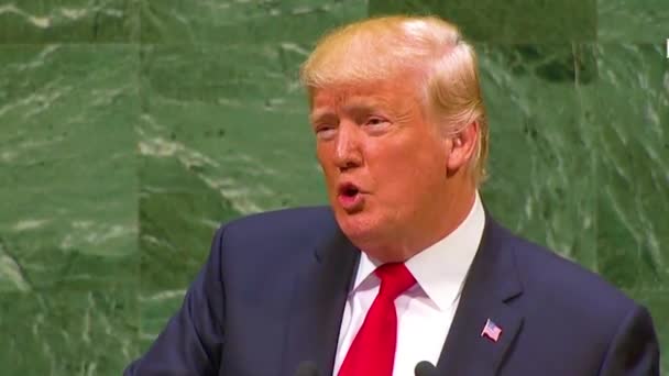 2018 Usa President Donald Trump Talar Inför Förenta Nationernas Generalförsamling — Stockvideo