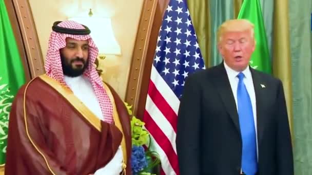 2018 President Donald Trump Meets Crown Prince Mohammed Bin Salman — Stock Video