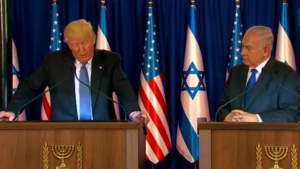 2017 Președintele American Donald Trump Premierul Israelian Benjamin Netanyahu Fac — Videoclip de stoc