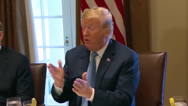 2018 Americký Prezident Donald Trump Stěžuje Deficit Amerického Obchodu Ospravedlňuje — Stock video