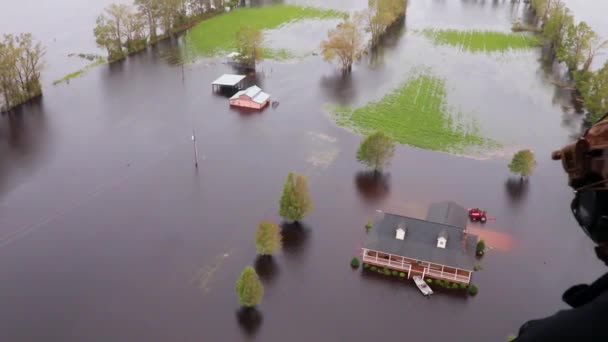 2018 Antény Vrtulníků Nad Povodněmi Ničením Škod Způsobeným Hurikánem Florencie — Stock video