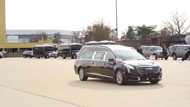 2018 Coffin President George Bush Taken Hearse Transported His Viewing — Stock Video