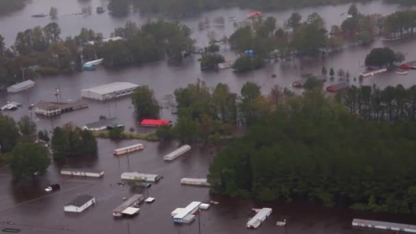 2018 Helicopter Aerials Flooding Damage Destruction Caused Hurricane Florence North — Stock Video