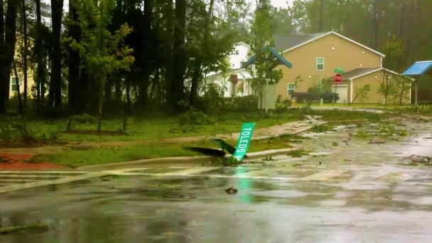 2018 Bomen Zijn Neergehaald Wegen Straten Als Reddingswerkers Een Buitenwijk — Stockvideo