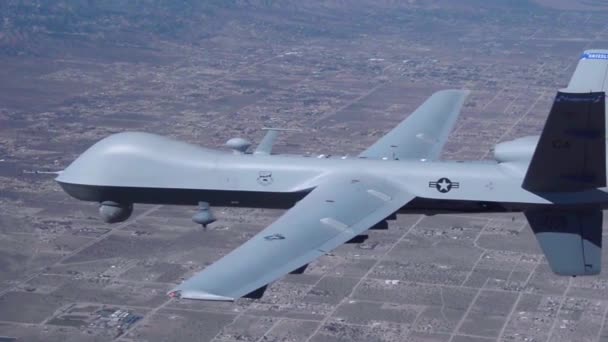 2018 Luchtbeelden Van Een Reaper Militaire Drone Tijdens Vluchtoperaties — Stockvideo