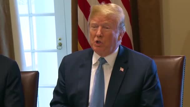 2018 President Donald Trump Complains Trade Deficit Justifies Imposition Tariffs — Stock Video