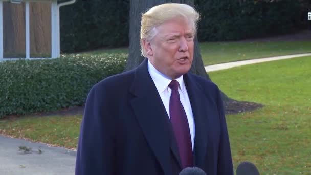2018 Amerikaanse President Donald Trump Spreekt Met Journalisten Pers Zegt — Stockvideo