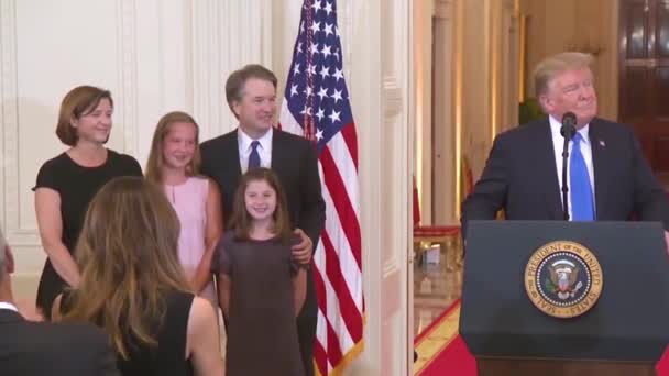 2018 President Donald Trump Kondigt Brett Kavanaugh Aan Als Genomineerde — Stockvideo