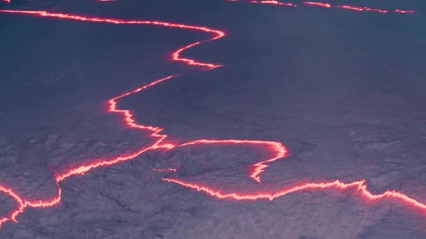 Vue Aérienne Sur Sommet Vent Lac Lave Sur Éruption Volcan — Video