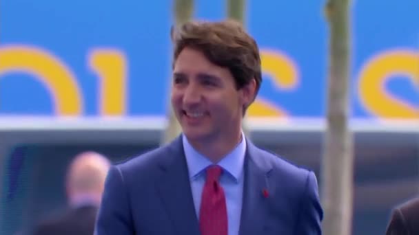2018 Kanadský Premiér Justin Trudeau Přijíždí Summit Nato Bruselu — Stock video