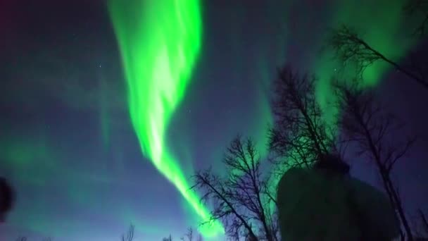 2018 Norwegische Soldaten Üben Nachts Bodentaktiken Mit Dem Nordlicht Hintergrund — Stockvideo