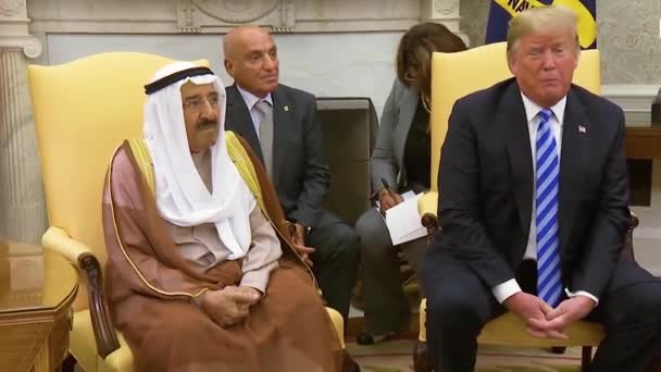 2018 Präsident Donald Trump Trifft Den Amir Des Staates Kuwait — Stockvideo