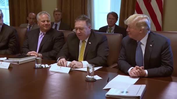 2018 Dışişleri Bakanı Mike Pompeo Başkan Donald Trump Kim Jong — Stok video