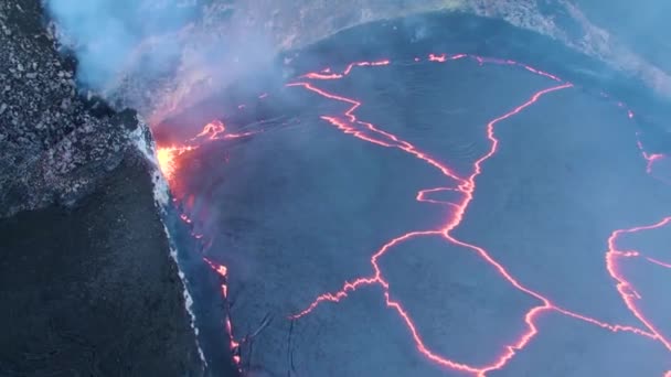 Incredibile Ripresa Aerea Sopra Vetta Vent Lago Lava Sul Vulcano — Video Stock