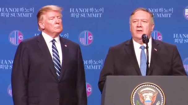 2019 Αμερικανός Υπουργός Εξωτερικών Mike Pompeo Δίνει Συνέντευξη Τύπου Μετά — Αρχείο Βίντεο