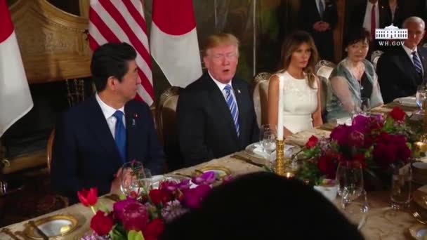 2017 Presidente Donald Trump Primer Ministro Japonés Shinzo Abe Participan — Vídeo de stock