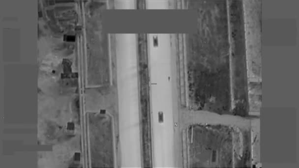 2018 Overhead Drone Uav Amerikaanse Militaire Surveillance Beelden Van Een — Stockvideo