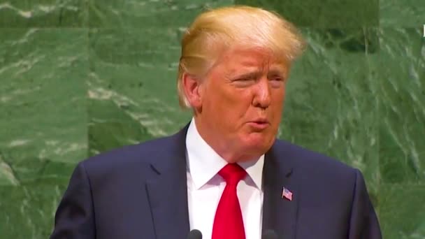 2018 Amerikaanse President Donald Trump Spreekt Algemene Vergadering Van Verenigde — Stockvideo