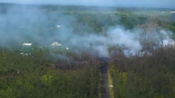 Letecký Pohled Erupci Sopky Kilauea Pahoy Velkém Ostrově Havaj Roce — Stock video