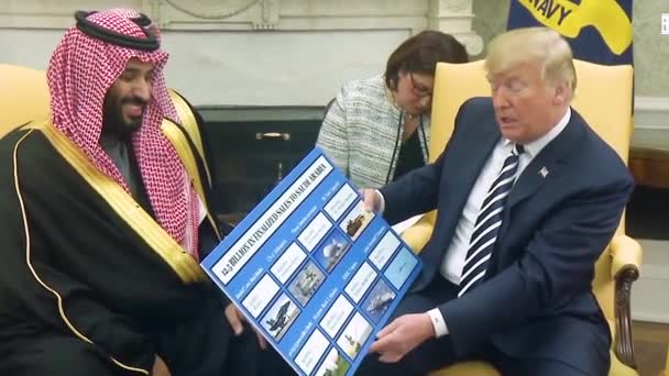 2018 President Donald Trump Meets Crown Prince Mohammed Bin Salman — Stock Video