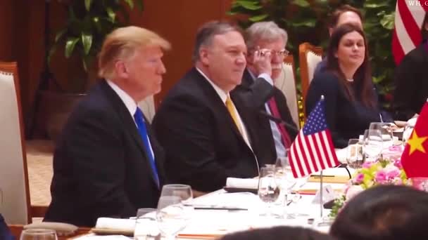 2019 Presidente Dos Eua Donald Trump Reúne Com Presidente Norte — Vídeo de Stock