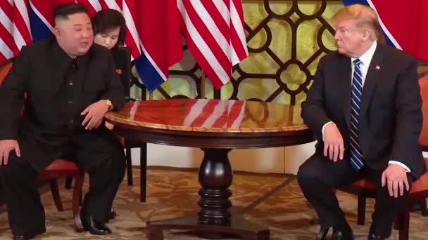 2019 Президент Сша Дональд Трамп Встречается Главой Кндр Ким Чен — стоковое видео