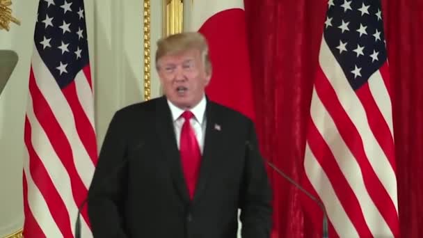 Prezident Trumps Zahajuje Prohlášení Společné Tiskové Konferenci Japonským Premiérem Šinzó — Stock video