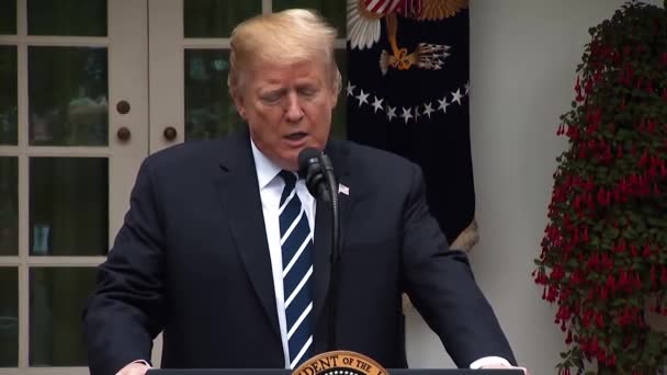 Prezydent Trump Wypowiada Się Temat Raportu Muellera Rosyjskiej Zmowy 2019 — Wideo stockowe