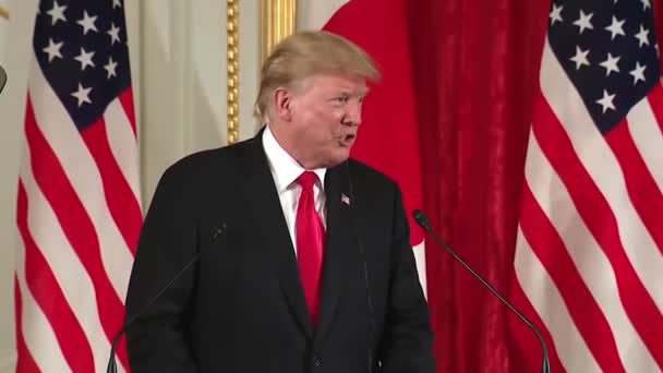 Prezydent Trump Mówi Sankcjach Nałożonych Iran Aby Zapobiec Wytwarzaniu Broni — Wideo stockowe