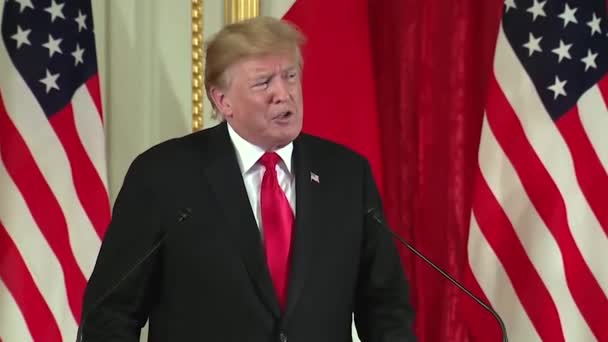 President Trump Says United States Supports Decision Build Military Joint — Stock Video