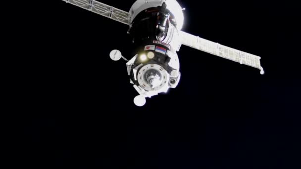 Expedición Medida Que Acerca Para Atracar Estación Espacial 2017 — Vídeos de Stock