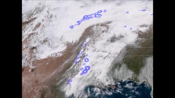 Circa 2010 静止動作環境衛星システムは 吹雪の状態や雷雨を見て 2019年 — ストック動画