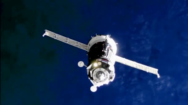 Expedição Aproximando Para Atracar Estação Espacial 2017 — Vídeo de Stock